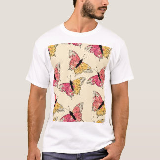 Schmetterlinge fliegen: nahtloses Elfenbeinmuster T-Shirt