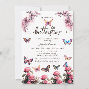 Schmetterlinge Floral   Wasserfarbe Brautparty  Einladung