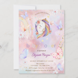 Schmetterlinge Florales Einhorn Baby Shower Einladung