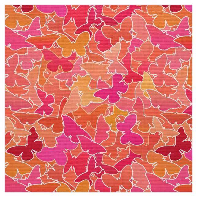 Schmetterlinge, Fuchsia Pink & Coral Orange Stoff (Muster)