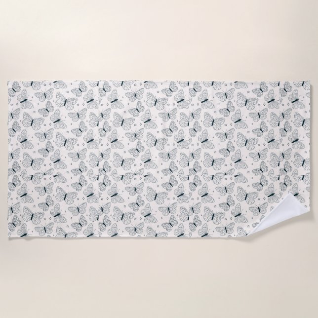 Schmetterlinge für ihr grünes und weißes Strandtuc Strandtuch (Vorderseite)