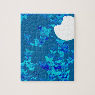 Schmetterlinge gegen blauen Nachthimmel, Mondlands Puzzle