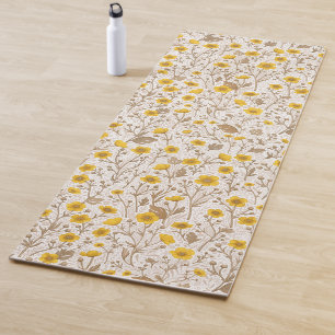 Schmetterlinge, gelb und braun yogamatte