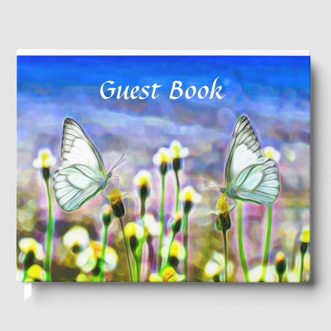 Schmetterlinge Gelbe Blumen Blauer Himmel Gästebuch (Vorderseite)