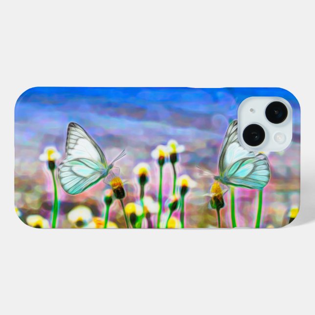 Schmetterlinge Gelbe Frühlingsblumen Blauer Himmel Case-Mate iPhone Hülle (Rückseite (Horizontal))