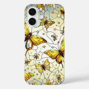 Schmetterlinge Glasmalerei Muster iPhone 16 Hülle