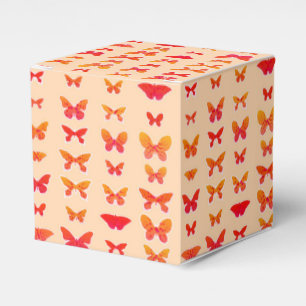 Schmetterlinge, Gold, Korallenrosa, Weichorange Geschenkschachtel