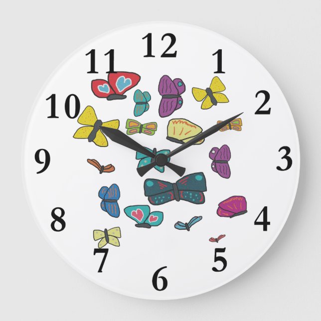 Schmetterlinge Große Wanduhr (Vorderseite)