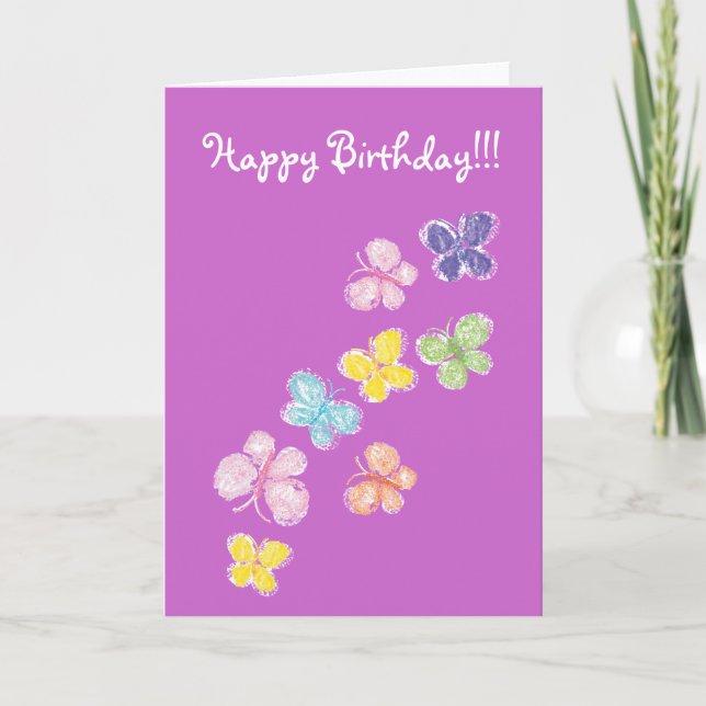 Schmetterlinge Happy Birthday!!! Karte (Vorderseite)