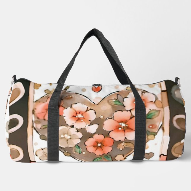 Schmetterlinge, Herzen und Blume Duffle Bag (Vorderseite)