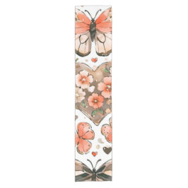 Schmetterlinge, Herzen und Blume Kurzer Tischläufer