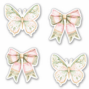 Schmetterlinge Hochzeit Pink Grün   Aufkleber