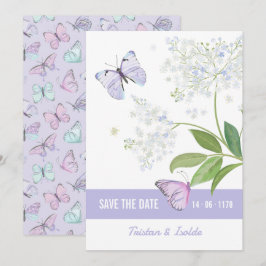 Schmetterlinge & Holunderblüten Save the Date Kart