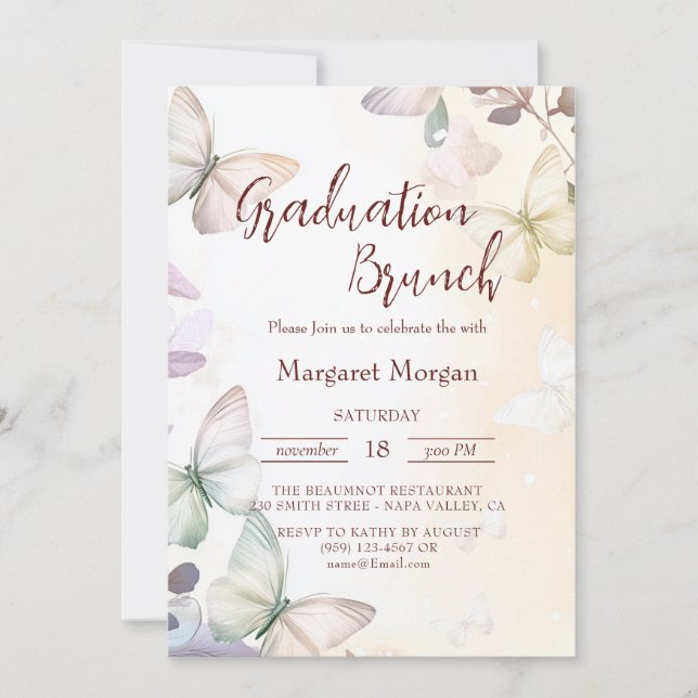 Schmetterlinge I Floral Bridal Brunch Einladung (Vorderseite)