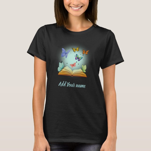 Schmetterlinge im Buch Tshirt (Vorderseite)