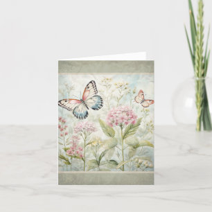 Schmetterlinge im Garten Vintage-Notizkarte 1 Dankeskarte