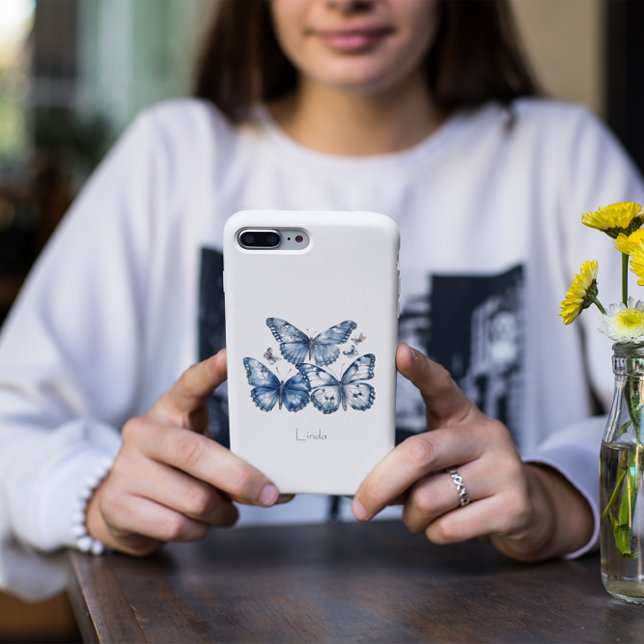 Schmetterlinge in Delft Blue, anpassbar Case-Mate iPhone Hülle (Von Creator hochgeladen)