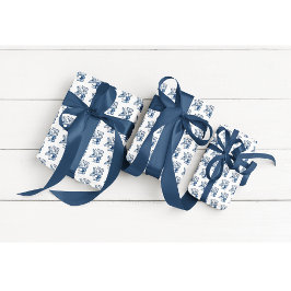 Schmetterlinge in Delft Blue, anpassbar Geschenkpapier Set
