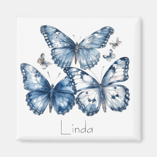 Schmetterlinge in Delft Blue, anpassbar Magnet