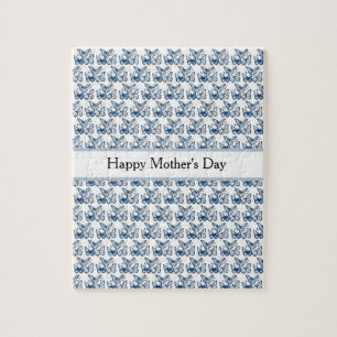 Schmetterlinge in Delft Blue, anpassbar Puzzle