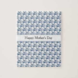 Schmetterlinge in Delft Blue, anpassbar Puzzle