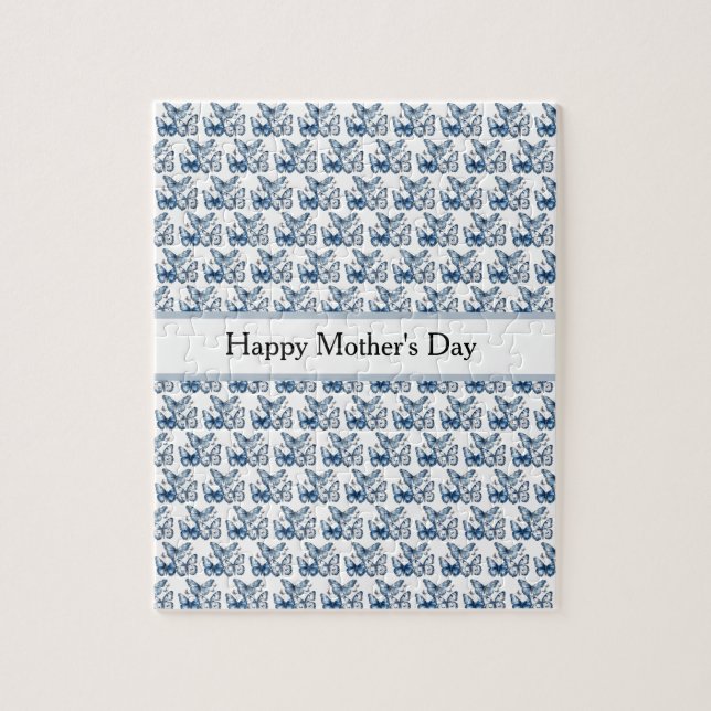 Schmetterlinge in Delft Blue, anpassbar Puzzle (Vertikal)