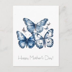 Schmetterlinge in Delfter Blau, anpassbar Postkarte
