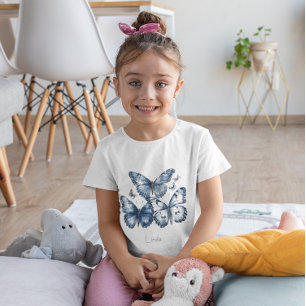 Schmetterlinge in Delfter Blau, anpassbar T-Shirt
