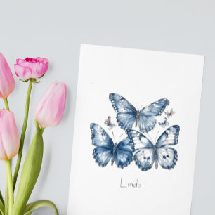 Schmetterlinge in Delfter Blau Postkarte
