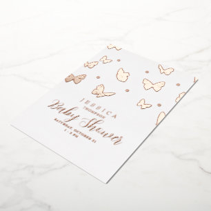 Schmetterlinge in der Air Baby Shower Rose Folieneinladung
