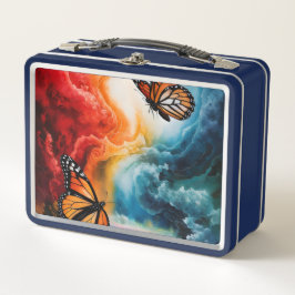 Schmetterlinge in einem bunten Sturm. Metall Brotdose
