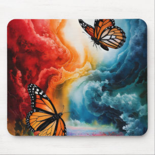 Schmetterlinge in einem bunten Sturm. Mousepad