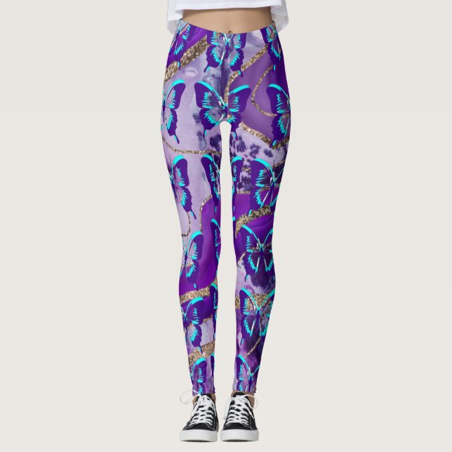 Schmetterlinge in Lila Leggings (Vorderseite)