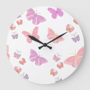 Schmetterlinge in Pastellfarben Große Wanduhr
