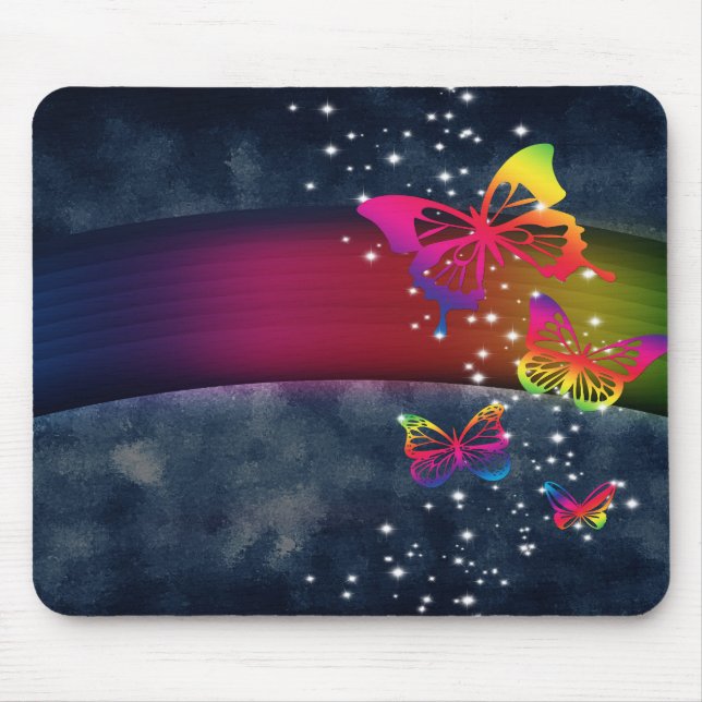 Schmetterlinge in Regenbogen Mousepad (Vorne)