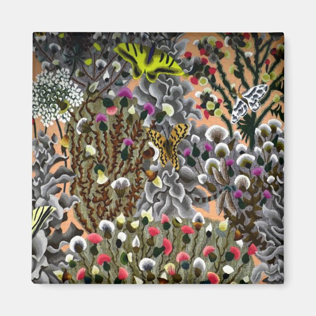 Schmetterlinge in Weiden, Vintage Illustrationsmag Magnet (Vorne)