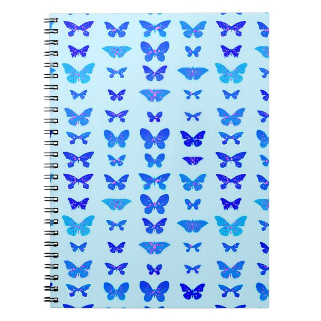 Schmetterlinge, Indigo, Himmelblau Notizblock (Vorderseite)