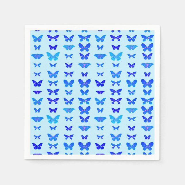 Schmetterlinge, Indigo, Himmelblau Serviette (Vorderseite)