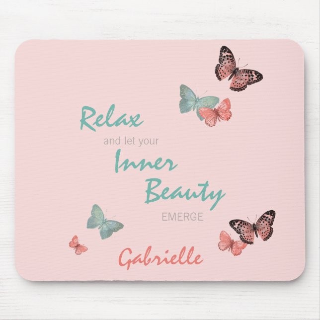 Schmetterlinge Inner Beauty Quote - Personalisiert Mousepad (Vorne)