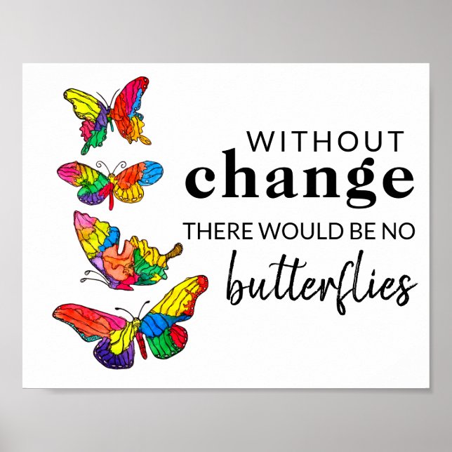 Schmetterlinge Inspiration Zitat Poster 10" x 8" (Vorne)