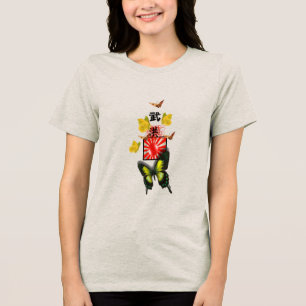 Schmetterlinge Kanji und Japanische Flagge T-Shirt Tri-Blend Shirt