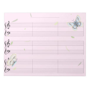 Schmetterlinge Klaviermusik Manu Papier breit lini Notizblock