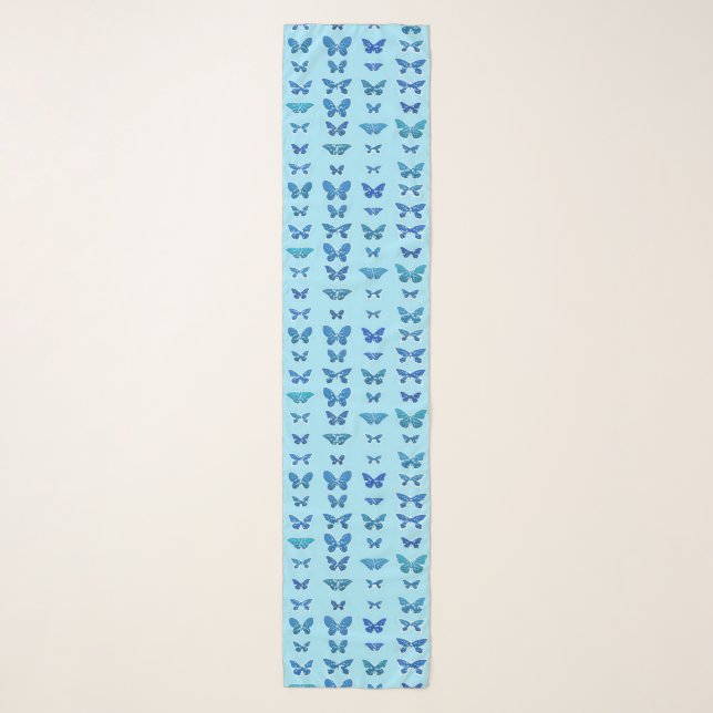 Schmetterlinge, Kobaltblau, hellblauer Hintergrund Schal (Vorderseite)