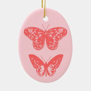 Schmetterlinge Korallen und Light Pink Keramik Ornament