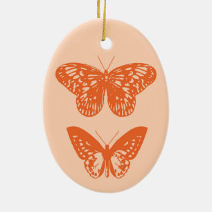 Schmetterlinge Korallen und Pastellorange Keramik Ornament