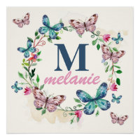 Schmetterlinge kranken Mädchen Zimmerzeichen mit M