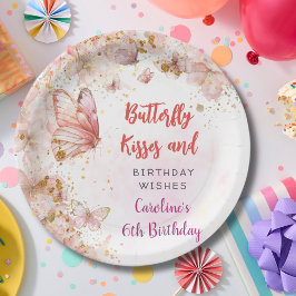 Schmetterlinge küssen und Geburtstagswünsche Pappteller
