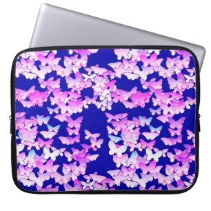 Schmetterlinge, Lavendel und dunkelblau Laptopschutzhülle