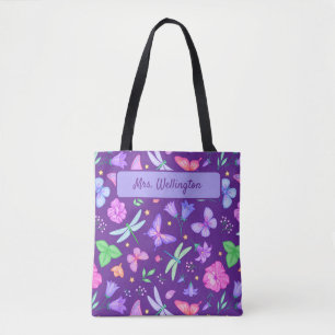 Schmetterlinge & Libellen lila und rosa floral