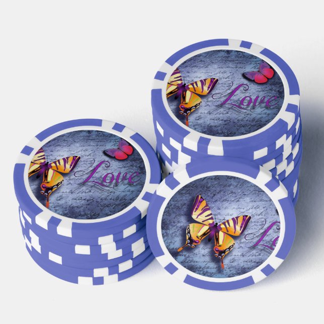 Schmetterlinge Liebe blau Pokerchips (Stapel)